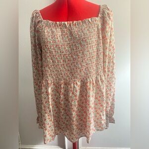 Chic Soul Boho Floral Smocked Women's Top Pretty floral print size X1